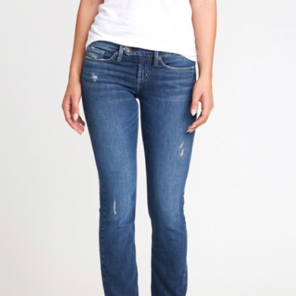 SILVER JEANS Sz 31 Tuesday Bootcut Faded Whisker  Dark Jeans